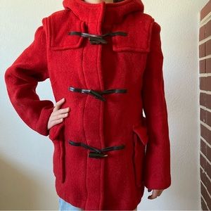 Burberry red wool girls coat size 8 Christmas peacoat